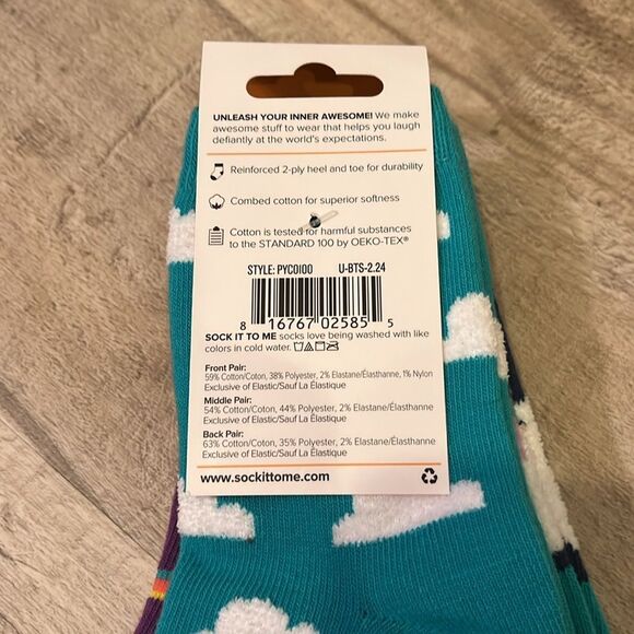 Sock it To Me 3 pack youth age 3-6 Purple and Teal Sloth, Llama and Cloud Socks - Picture 9 of 9